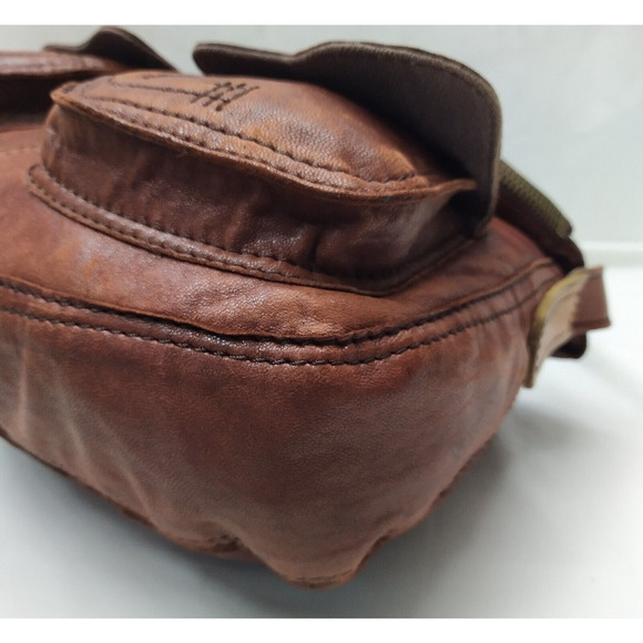 Lucky Brand Brown Leather Front Pockets Zipper Closure Shoulder Bag - Picture 7 of 13